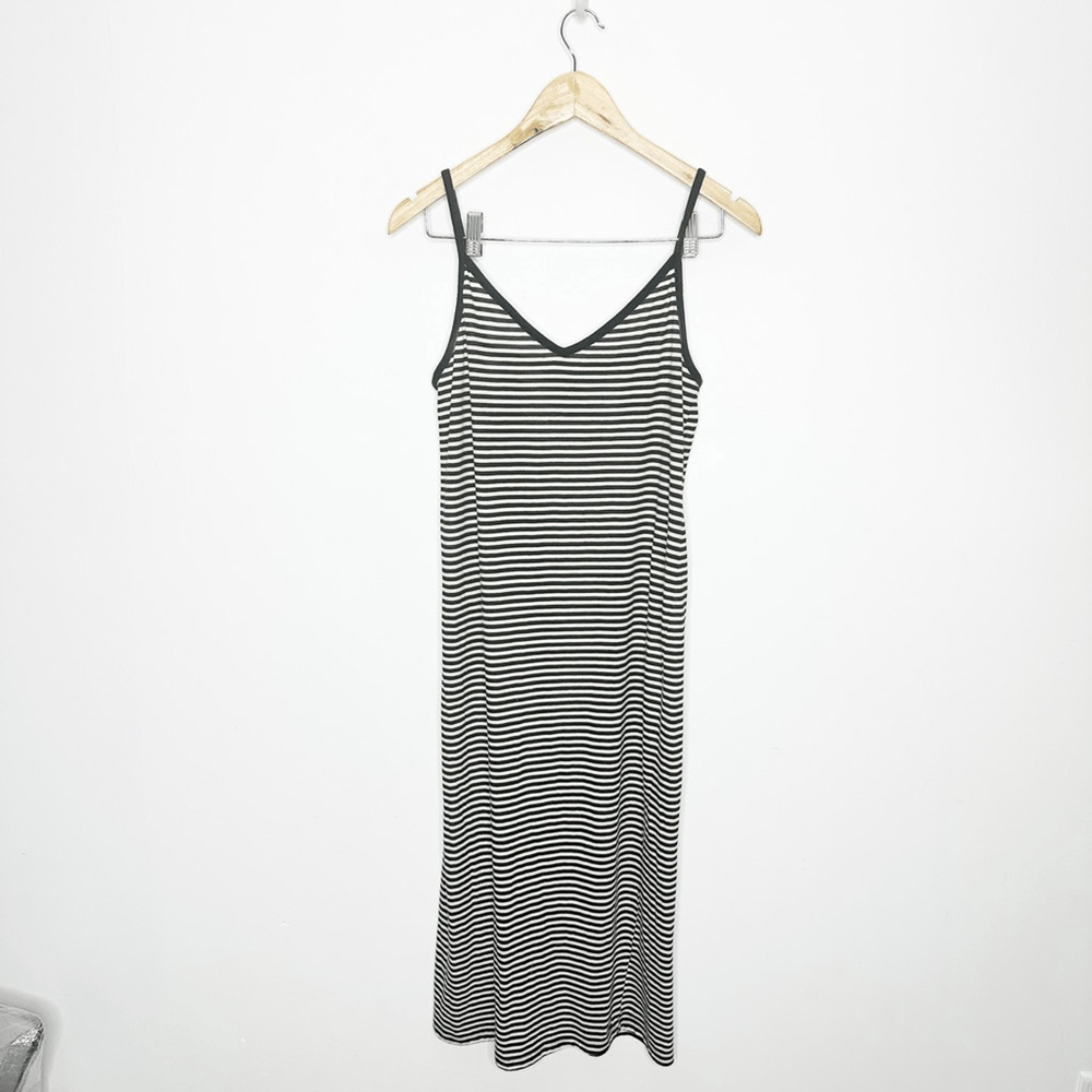 n:PHILANTHROPY STRIPED Tank midi DRESS black white cotton women's large L - Picture 2 of 7